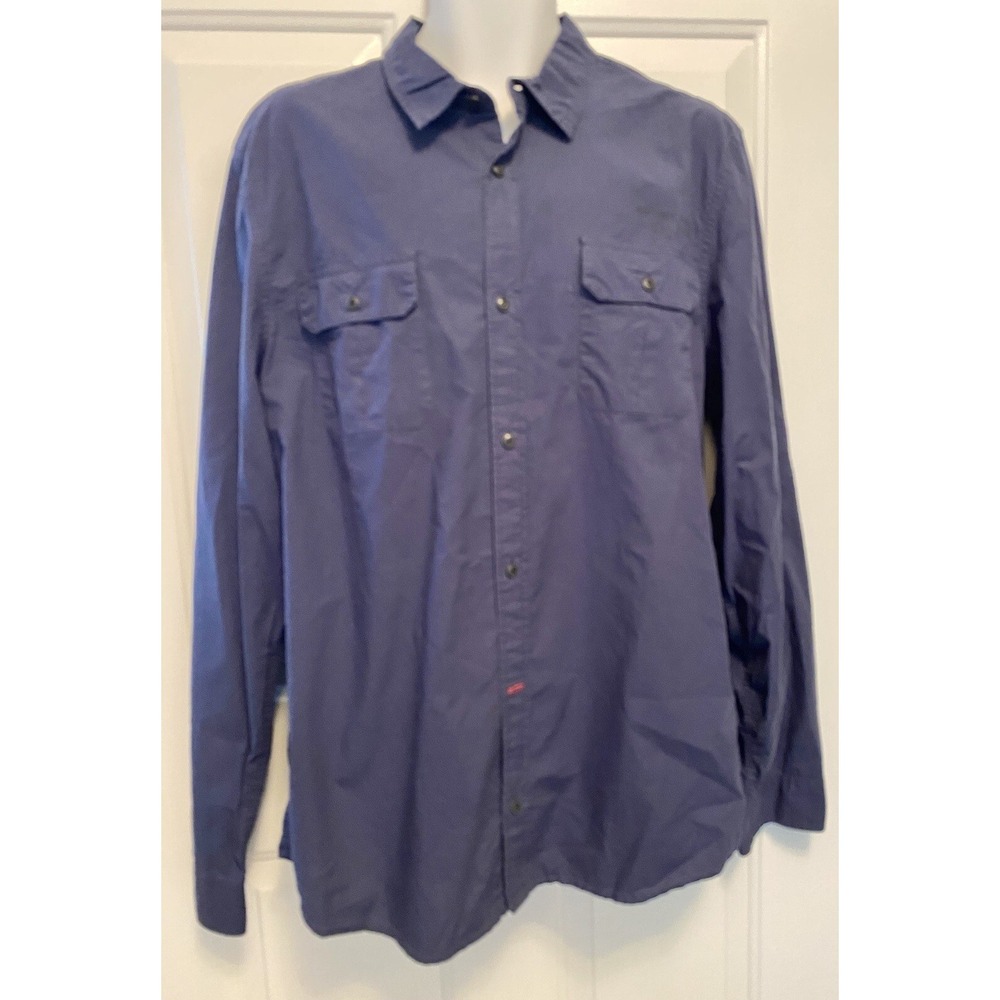 Men's Navy Blue Buffalo David Bitton Button Up Shirt Sz‎ XL Pockets